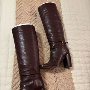 Elegant Brown Knee-High Leather Boots